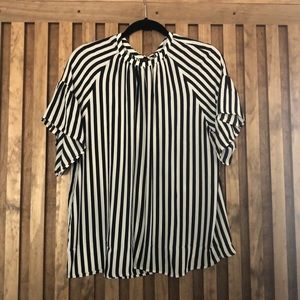 Black and White Striped Blouse